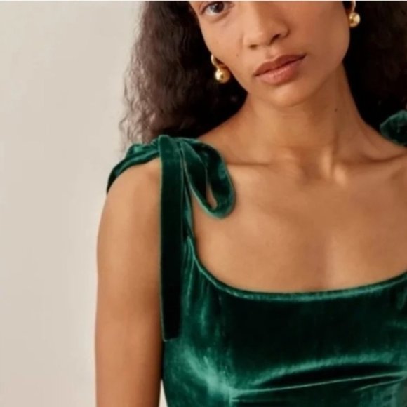 House of Harlow Green Velvet Dress Sz Medium - Picture 2 of 12